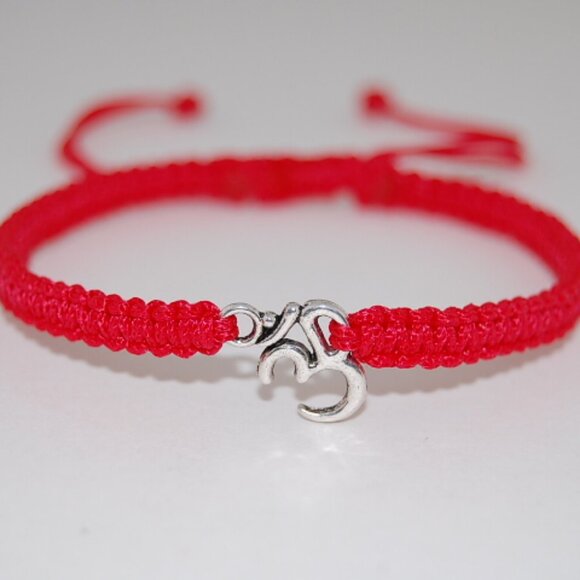 Om Bracelet,Yoga Bracelet,Drawstring Om Bracelet,Red Bracelet - Picture 2 of 2